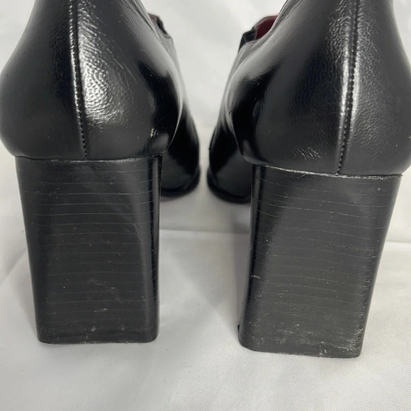 NINE WEST Black Square Toe Bootie Shoes Leather Heel High Vamp Witchy Size 7.5 - Picture 8 of 13